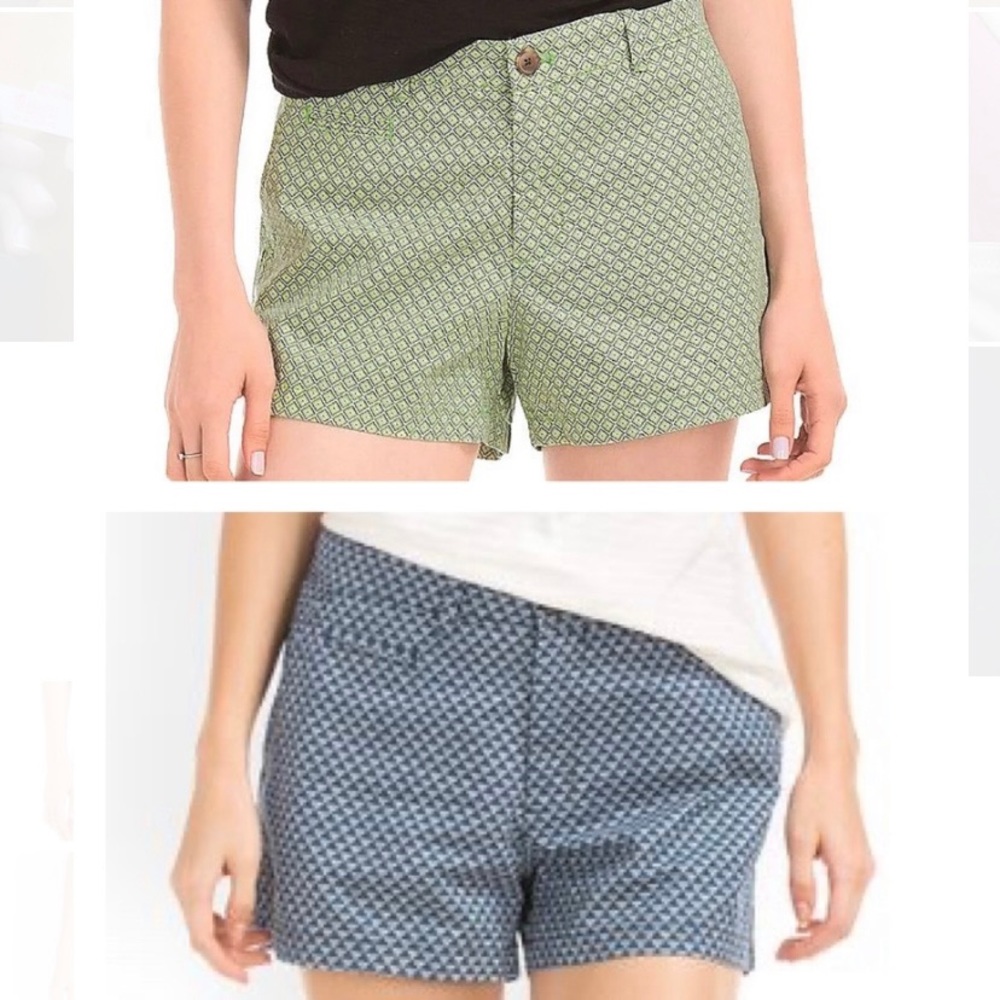 Lot of 2 GAP Summer Printed Shorts Size 4 Green Print & Blue Diamond Geo Print